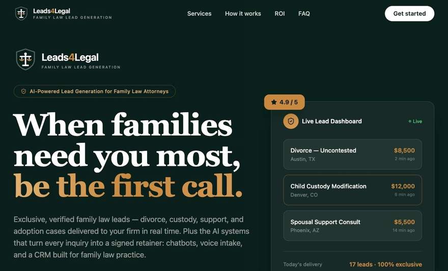 Leads4Legal website
